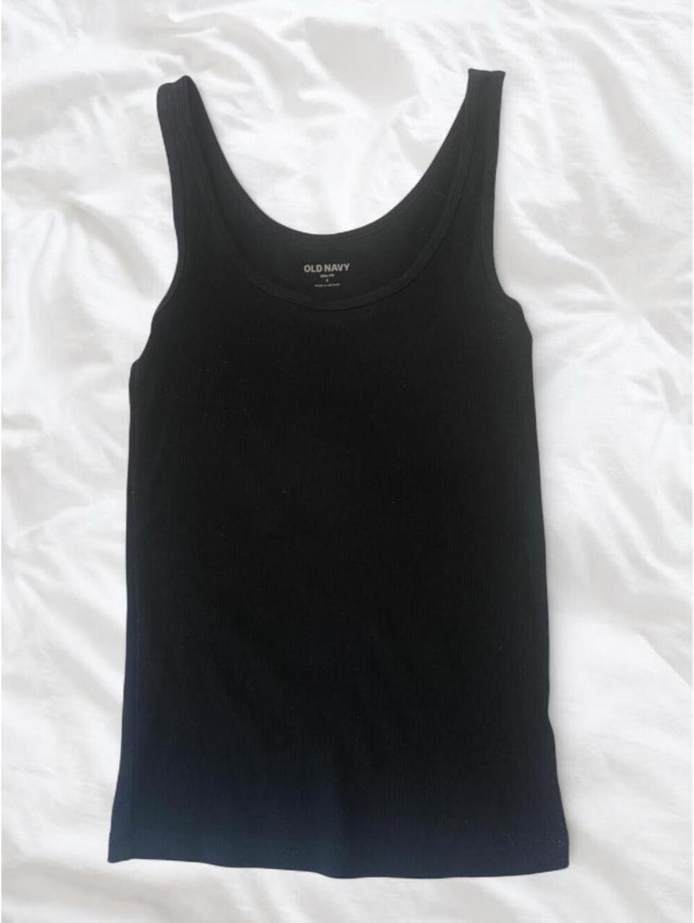 Old Navy Black Ribbed Slim Fit Tank Top Size Small